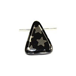 Glaskraal 20mm driehoek zwart hroom sterren 5st