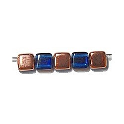 TILA kralen 6x6mm capriblauw/caprigold 25st.