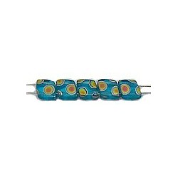 TILA ruitkralen 6mm aqua ock vitrail 25st.