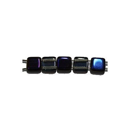 TILA kralen 6x6mm transp grijs/blauw azuro 25st.