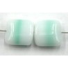 glaskraal 11x11mm plat wit-groen per 10