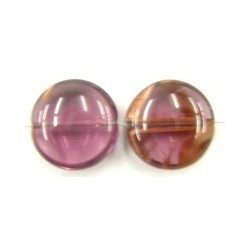 glaskraal schijf 20x8mm amethyst/goud 3 stuks