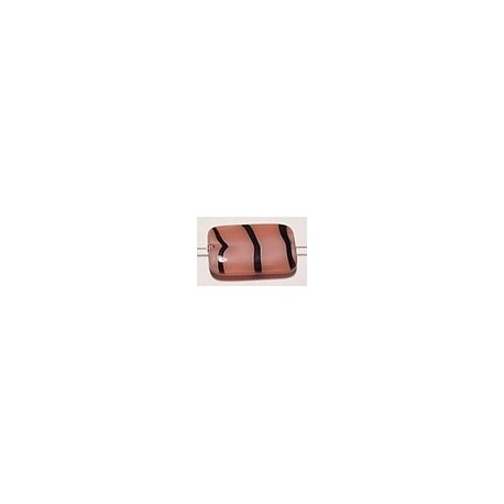 Glaskraal 20x12x5mm rose/zwarte streep 10st