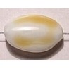 ovale platte kraal 23mm wit/lichtbruin 3st.