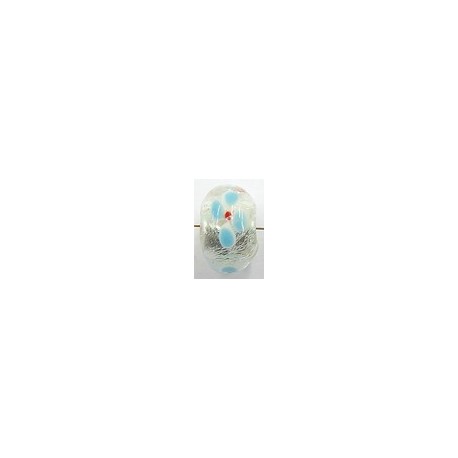 glaskraal 10x17mm transp. blauw/roosjes 5 stuks