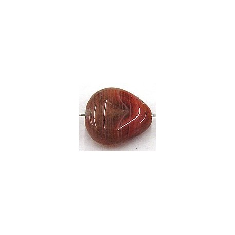 glaskraal 14x14mm driehoekig rood/grijsgestr. 10st