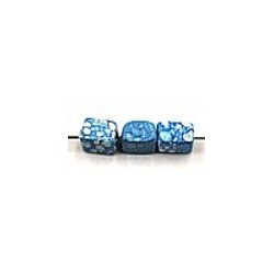 glaskr. blokje 7x5mm blauw gemarmerd ca.25 st.