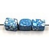 glaskr. blokje 7x5mm blauw gemarmerd ca.25 st.