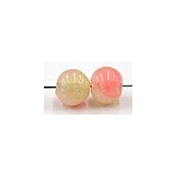 glaskr. rond 9mm rose/beige gemarmerd 10st.