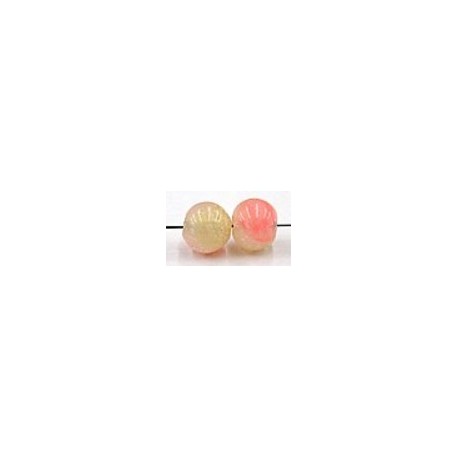 glaskr. rond 9mm rose/beige gemarmerd 10st.