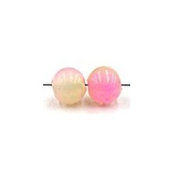 glaskr. rond 9mm felrose/beige gemarmerd 10st.