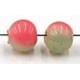 glaskr. rond 9mm rose/groen gemarmerd 10st.