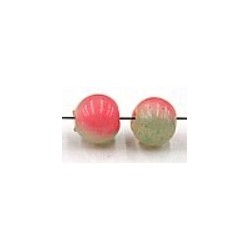 glaskr. rond 9mm rose/groen gemarmerd 10st.