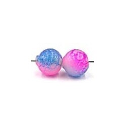 glaskr. rond 9mm rose/blauw gemarmerd 10st.