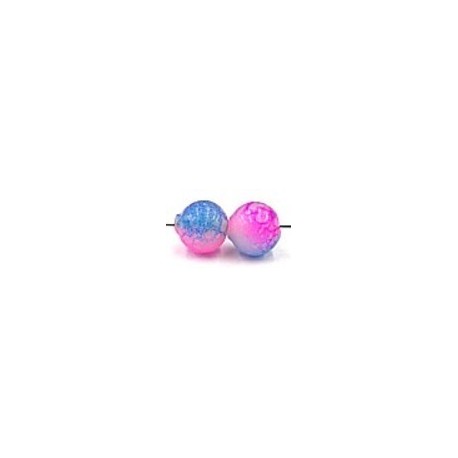 glaskr. rond 9mm rose/blauw gemarmerd 10st.