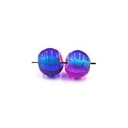 glaskr. rond 9mm fuchsia/blauw gemarmerd 10st.