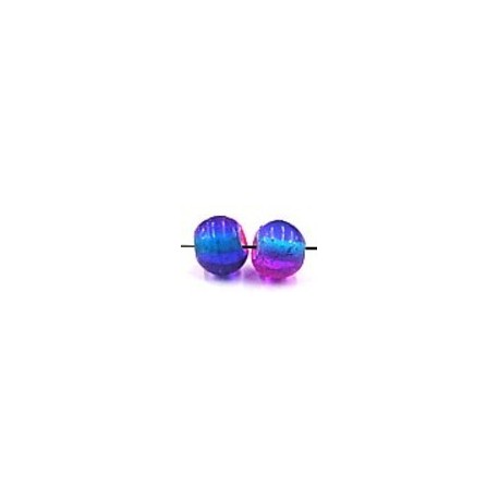 glaskr. rond 9mm fuchsia/blauw gemarmerd 10st.