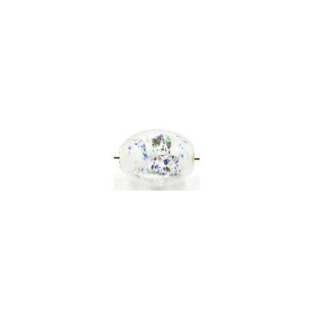 silverfoil ovaal 12x10mm wit/blauwe stippen 5st