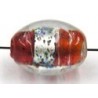 silverfoil ovaal 12x10mm rood/bonte stippen 5st