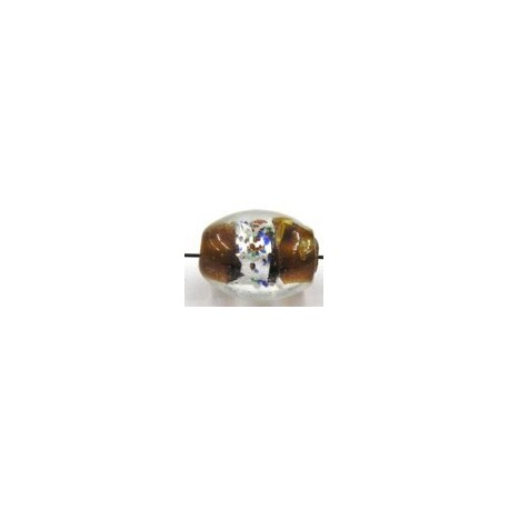silverfoil ovaal 12x10mm bruin/bonte stippen 5st