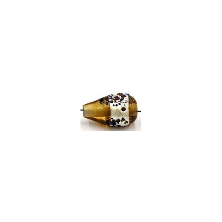 silverfoil druppel 18x10mm bruin m.spikkels 5st