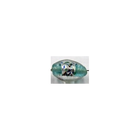 silverfoil ovaal turkoois/stippen 15x10mm 5st