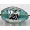 silverfoil ovaal turkoois/stippen 15x10mm 5st