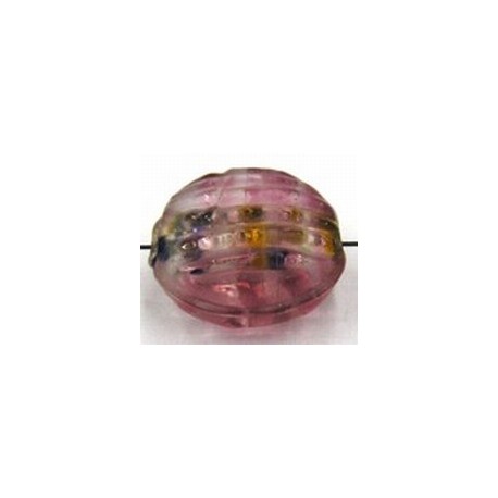 silverfoil geribde schijf 16x10mm rose 2st.