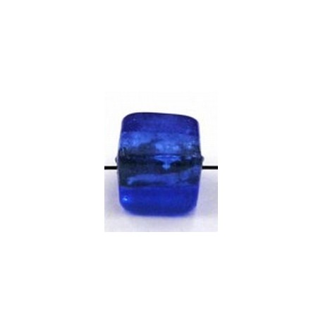 blokje 9x8mm silverfoil blauw 5st