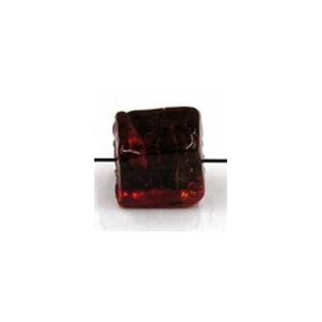 blokje 9x8mm silverfoil rood 5st
