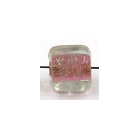 glaskraal blokje 8x8mm transp. rose kern 10st