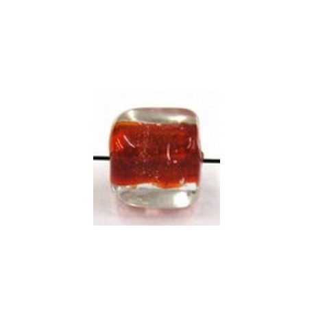 glaskraal blokje 8x8mm transp. rode kern 10st