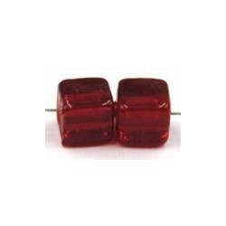 Glaskraal 8mm blokje rood 10st