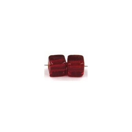 Glaskraal 8mm blokje rood 10st