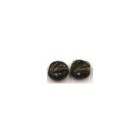 glaskraal plat gedeukt 10x5mm licht bruin 10st