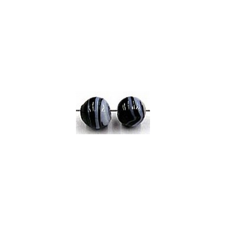 glaskraal rond 5mm zwart/wit 25st