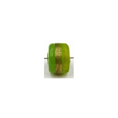 glaskraal ton 8x11mm tr.groen/goudstreep 5st