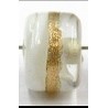 glaskraal ton 8x11mm wit/goudstreep 5st