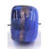 glaskraal ton 8x11mm blauw/goudstreep 5st