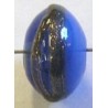 glaskraal schijf 8x11mm blauw/goudstreep 5st