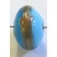glaskraal schijf 8x11mm turkoois/goudstreep 5st