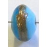 glaskraal schijf 8x11mm turkoois/goudstreep 5st