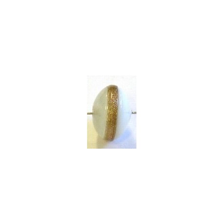 glaskraal schijf 8x11mm wit/goudstreep 5st