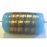 glaskraal ton 18x10mm turkoois/goudstreep 5st. UL