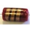 glaskraal ton 18x10mm rood/goudstreep 5st. UL