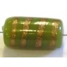glaskraal ton 18x10mm olijfgroen/goudstreep 5st.UL