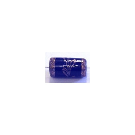 glaskraal ton 20x11mm blauw/goud 1st.