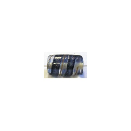 glaskraal ton 18x11mm transp./blauw/goudstreep 5st