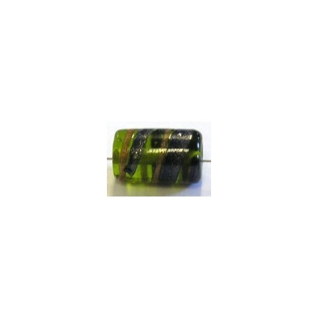 glaskraal ton 18x11mm groen/blauw/goudstreep 5st