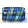 glaskr.ton 18x11mm turkoois/blauw/goudstreep 5st